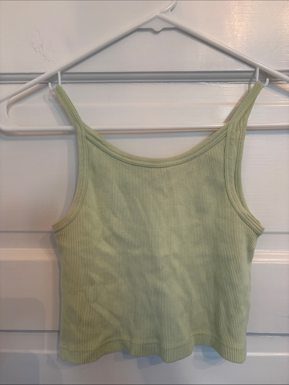 Brandy Melville Ribbed Spaghetti Strap Tank Top — Light Green